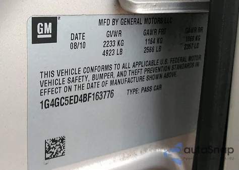2011 Buick Lacrosse Cxl from USA, damaged, VIN 1G4GC5ED4BF163776
